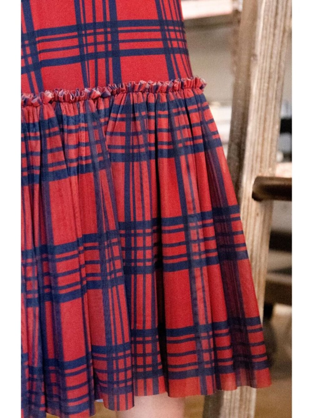 Anthropologie Eva Franco Kym Flounced Plaid Midi Mesh Skirt NWT - Picture 2 of 3